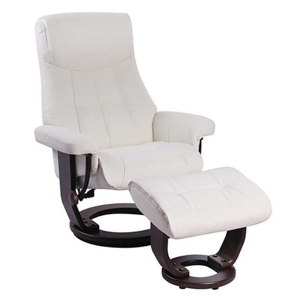 StarLine Cadence Recliner with Ottoman - White - front angle
