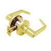 T411GD-D-605 Falcon T Series Cylindrical Asylum Lock with Dane Lever Style Prepped for SFIC in Bright Brass Finish