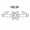 2860-10G38-GL-03 Sargent 10 Line Cylindrical Classroom Locks with L Lever Design and G Rose Prepped for LFIC in Bright Brass