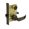 8256-LNP-10B Sargent 8200 Series Office or Inner Entry Mortise Lock with LNP Lever Trim in Oxidized Dull Bronze