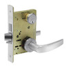 8245-LNB-26 Sargent 8200 Series Dormitory or Exit Mortise Lock with LNB Lever Trim and Deadbolt in Bright Chrome