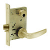 LC-8231-LNB-04 Sargent 8200 Series Utility Mortise Lock with LNB Lever Trim Less Cylinder in Satin Brass