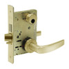 LC-8224-LNB-04 Sargent 8200 Series Room Door Mortise Lock with LNB Lever Trim and Deadbolt in Satin Brass