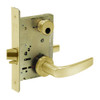 LC-8216-LNB-03 Sargent 8200 Series Apartment or Exit Mortise Lock with LNB Lever Trim Less Cylinder in Bright Brass