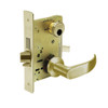 LC-8224-LNP-04 Sargent 8200 Series Room Door Mortise Lock with LNP Lever Trim and Deadbolt in Satin Brass
