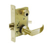 LC-8216-LNP-04 Sargent 8200 Series Apartment or Exit Mortise Lock with LNP Lever Trim Less Cylinder in Satin Brass
