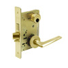 LC-8235-LNF-03 Sargent 8200 Series Storeroom Mortise Lock with LNF Lever Trim and Deadbolt Less Cylinder in Bright Brass
