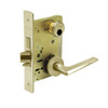 LC-8252-LNF-04 Sargent 8200 Series Institutional Mortise Lock with LNF Lever Trim and Deadbolt Less Cylinder in Satin Brass