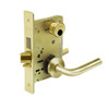LC-8249-LNW-03 Sargent 8200 Series Security Deadbolt Mortise Lock with LNW Lever Trim Less Cylinder in Bright Brass