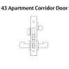 LC-8243-LNA-26D-LH Sargent 8200 Series Apartment Corridor Mortise Lock with LNA Lever Trim and Deadbolt Less Cylinder in Satin Chrome