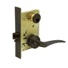 LC-8245-LNA-10B-LH Sargent 8200 Series Dormitory or Exit Mortise Lock with LNA Lever Trim and Deadbolt Less Cylinder in Oxidized Dull Bronze