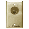 7002-US4-CYL DynaLock 7000 Series Keyswitches Momentary 1 Single Pole Double Throw with Mortise Cylinder in Satin Brass