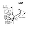 CL3362-PZD-625-CL6 Corbin CL3300 Series IC 6-Pin Less Core Extra Heavy Duty Communicating Cylindrical Locksets with Princeton Lever in Bright Chrome