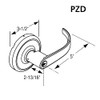 CL3580-PZD-625 Corbin CL3500 Series Heavy Duty Passage with Blank Plate Cylindrical Locksets with Princeton Lever in Bright Chrome