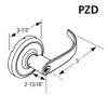 CL3820-PZD-625 Corbin CL3800 Series Standard-Duty Privacy Cylindrical Locksets with Princeton Lever in Bright Chrome