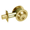 DL3011-605 Corbin DL3000 Series Cylindrical Deadlocks with Single Cylinder w/ Blank Plate in Bright Brass Finish