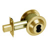DL3012-605-CL6 Corbin DL3000 Series IC 6-Pin Less Core Cylindrical Deadlocks with Double Cylinder in Bright Brass Finish