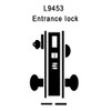L9453L-01A-619 Schlage L Series Less Cylinder Entrance with Deadbolt Commercial Mortise Lock with 01 Cast Lever Design in Satin Nickel