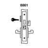 AUR8861FL-606 Yale 8800FL Series Single Cylinder with Deadbolt Mortise Dormitory or Storeroom Lock with Indicator with Augusta Lever in Satin Brass