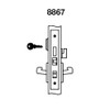 AUR8867FL-619 Yale 8800FL Series Single Cylinder with Deadbolt Mortise Dormitory or Exit Lock with Indicator with Augusta Lever in Satin Nickel