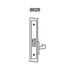 AUR8828FL-606 Yale 8800FL Series Non-Keyed Mortise Exit Locks with Augusta Lever in Satin Brass