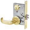 PBR8833FL-605 Yale 8800FL Series Single Cylinder Mortise Exit Locks with Pacific Beach Lever in Bright Brass