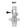 PBR8847FL-605 Yale 8800FL Series Single Cylinder with Deadbolt Mortise Entrance Lock with Indicator with Pacific Beach Lever in Bright Brass