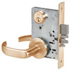 PBR8867FL-612 Yale 8800FL Series Single Cylinder with Deadbolt Mortise Dormitory or Exit Lock with Indicator with Pacific Beach Lever in Satin Bronze