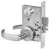 PBR8867FL-618 Yale 8800FL Series Single Cylinder with Deadbolt Mortise Dormitory or Exit Lock with Indicator with Pacific Beach Lever in Bright Nickel