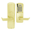 AD200-CY-60-MSK-RHO-GD-29R-605 Schlage Apartment Cylindrical Magnetic Stripe Keypad Lock with Rhodes Lever in Bright Brass