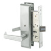 AUCN8862FL-618 Yale 8800FL Series Non-Keyed Mortise Bathroom Locks with Augusta Lever in Bright Nickel