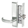 PBCN8833FL-618 Yale 8800FL Series Single Cylinder Mortise Exit Locks with Pacific Beach Lever in Bright Nickel