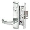 PBCN8823FL-618 Yale 8800FL Series Single Cylinder with Deadbolt Mortise Storeroom Lock with Indicator with Pacific Beach Lever in Bright Nickel