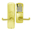 AD200-CY-70-MSK-TLR-PD-605 Schlage Classroom/Storeroom Magnetic Stripe Keypad Lock with Tubular Lever in Bright Brass