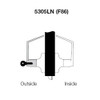 PB5305LN-625 Yale 5300LN Series Single Cylinder Storeroom or Closet Cylindrical Lock with Pacific Beach Lever in Bright Chrome