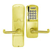 AD200-MD-60-MSK-TLR-RD-605 Schlage Apartment Mortise Deadbolt Magnetic Stripe Keypad Lock with Tubular Lever in Bright Brass