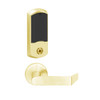 LEMS-GRW-P-06-605-00A Schlage Storeroom Wireless Greenwich Mortise Lock with LED Indicator and Rhodes Lever in Bright Brass