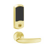LEMS-GRW-L-07-605-00A Schlage Less Cylinder Storeroom Wireless Greenwich Mortise Lock with LED Indicator and Athens Lever in Bright Brass