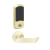 LEMS-GRW-L-06-606-00C Schlage Less Cylinder Storeroom Wireless Greenwich Mortise Lock with LED Indicator and Rhodes Lever in Satin Brass
