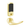 LEMS-GRW-L-OME-605-00A Schlage Less Cylinder Storeroom Wireless Greenwich Mortise Lock with LED Indicator and Omega Lever in Bright Brass