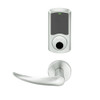 LEMS-GRW-L-OME-619-00C Schlage Less Cylinder Storeroom Wireless Greenwich Mortise Lock with LED Indicator and Omega Lever in Satin Nickel
