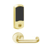 LEMS-GRW-BD-03-605-00A Schlage Storeroom Wireless Greenwich Mortise Lock with LED Indicator and Tubular Lever Prepped for SFIC in Bright Brass