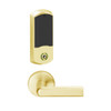 LEMB-GRW-BD-01-605-00C Schlage Privacy/Office Wireless Greenwich Mortise Lock with Push Button & LED Indicator and 01 Lever Prepped for SFIC in Bright Brass