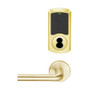 LEMB-GRW-BD-02-605-00B Schlage Privacy/Office Wireless Greenwich Mortise Lock with Push Button & LED Indicator and 02 Lever Prepped for SFIC in Bright Brass
