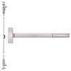 2714CD-628-36 PHI 2700 Series Wood Door Concealed Vertical Rod Device Prepped for Lever-Knob Always Active with Cylinder Dogging in Satin Aluminum Finish