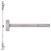 2714CD-630-36 PHI 2700 Series Wood Door Concealed Vertical Rod Device Prepped for Lever-Knob Always Active with Cylinder Dogging in Satin Stainless Steel Finish