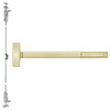 2705CD-606-48 PHI 2700 Series Wood Door Concealed Vertical Rod Device Prepped for Key Controls Thumb Piece with Cylinder Dogging in Satin Brass Finish