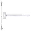 2714CD-625-48 PHI 2700 Series Wood Door Concealed Vertical Rod Device Prepped for Lever-Knob Always Active with Cylinder Dogging in Bright Chrome Finish