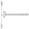 2714CD-628-48 PHI 2700 Series Wood Door Concealed Vertical Rod Device Prepped for Lever-Knob Always Active with Cylinder Dogging in Satin Aluminum Finish