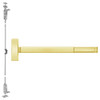 2715CD-605-48 PHI 2700 Series Wood Door Concealed Vertical Rod Device Prepped for Thumbpiece Always Active with Cylinder Dogging in Bright Brass Finish